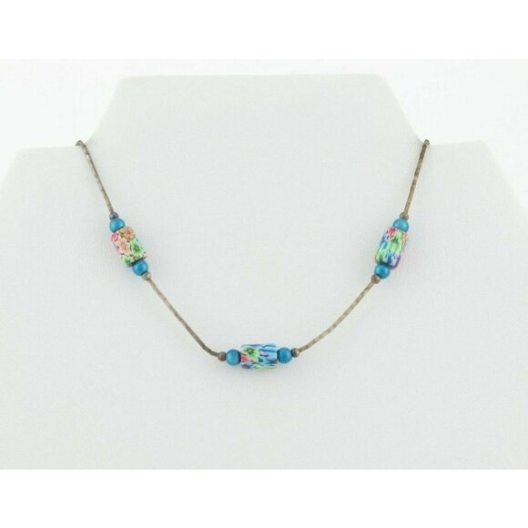 Sterling Silver Liquid Beads Flower Bead Necklace 15 1/2 inch Choker - Picture 5 of 7